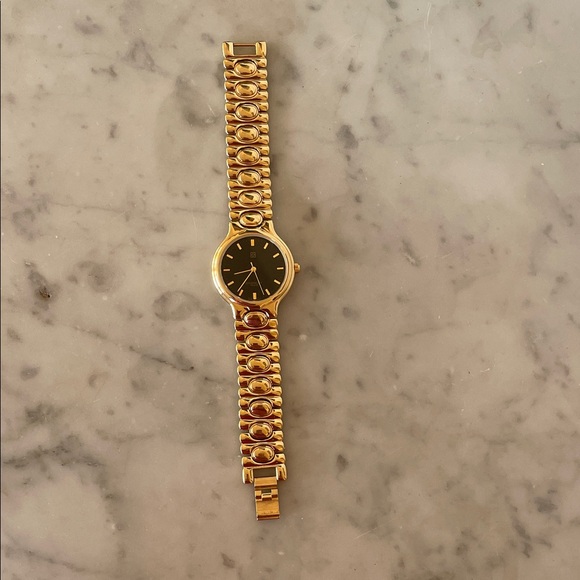 GIVENCHY Vintage 90's Quartz Gold Bracelet Black Dial Women's Watch - Picture 3 of 17